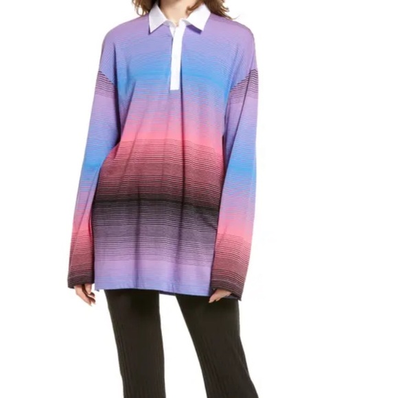 bp Tops - Bp. Be Proud By Bp. Pride Stripe Gender Inclusive Oversize Rugby Shirt